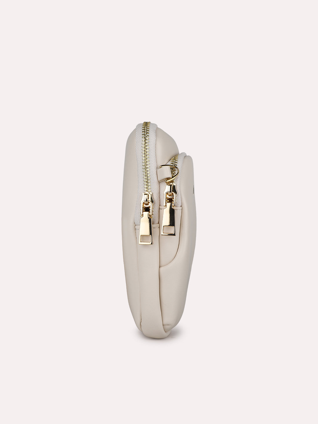 Womens Cream Casual Solid Phone Sling Bag With Zip Lock