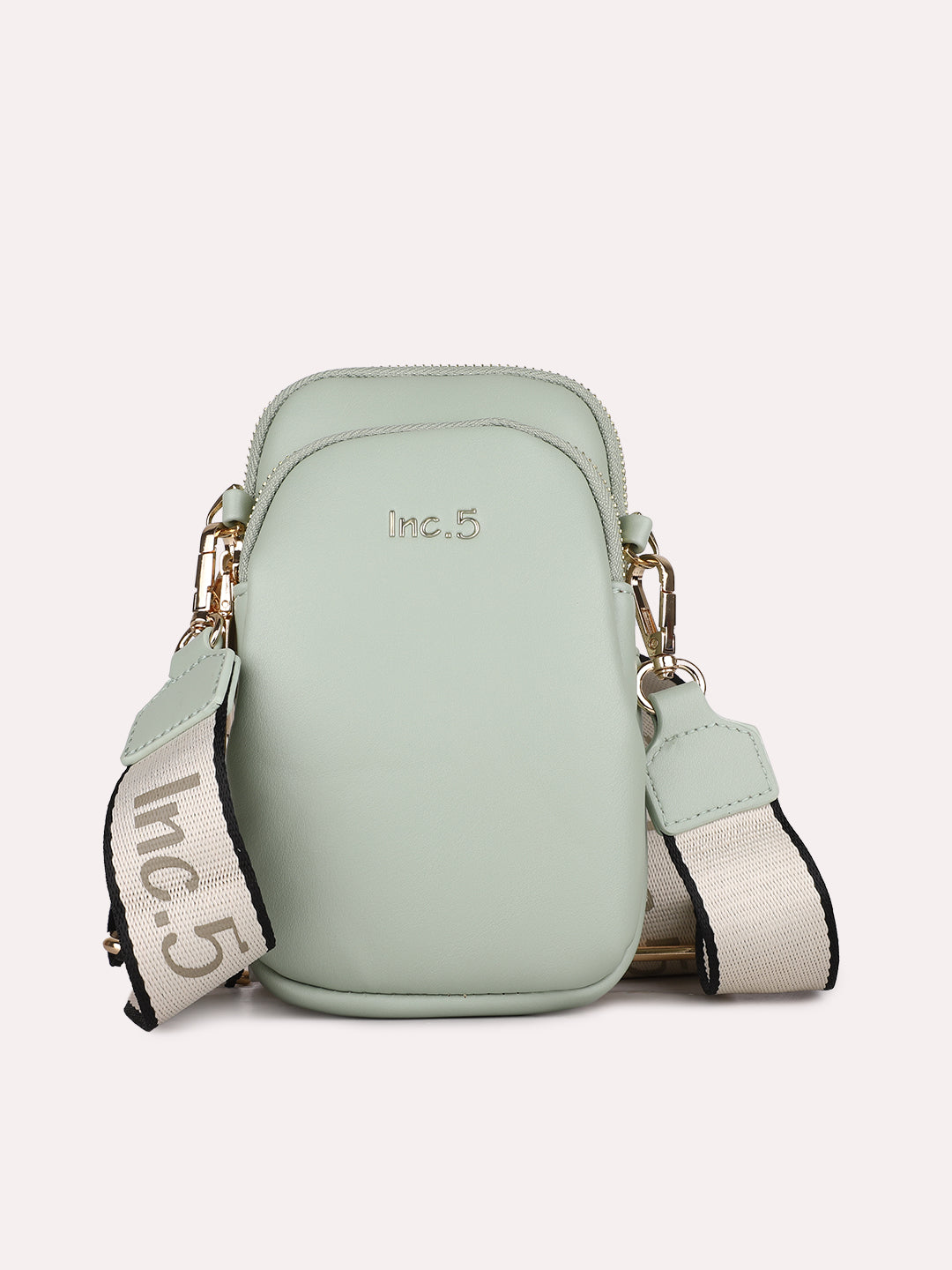 Womens Green Casual Solid Phone Sling Bag With Zip Lock