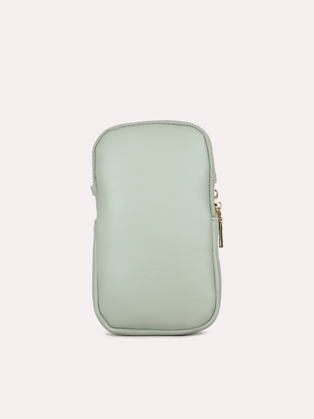Womens Green Casual Solid Phone Sling Bag With Zip Lock