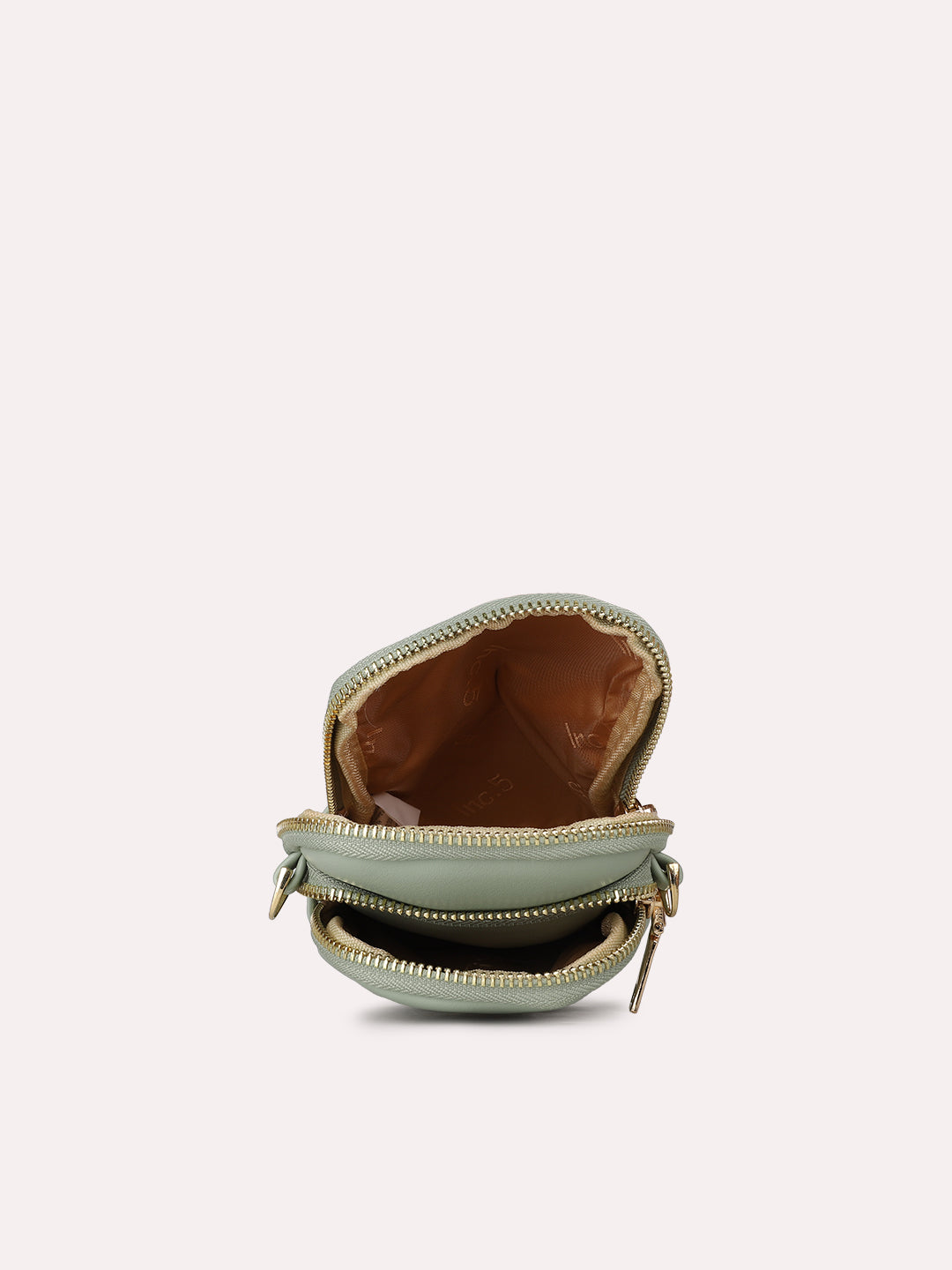 Womens Green Casual Solid Phone Sling Bag With Zip Lock