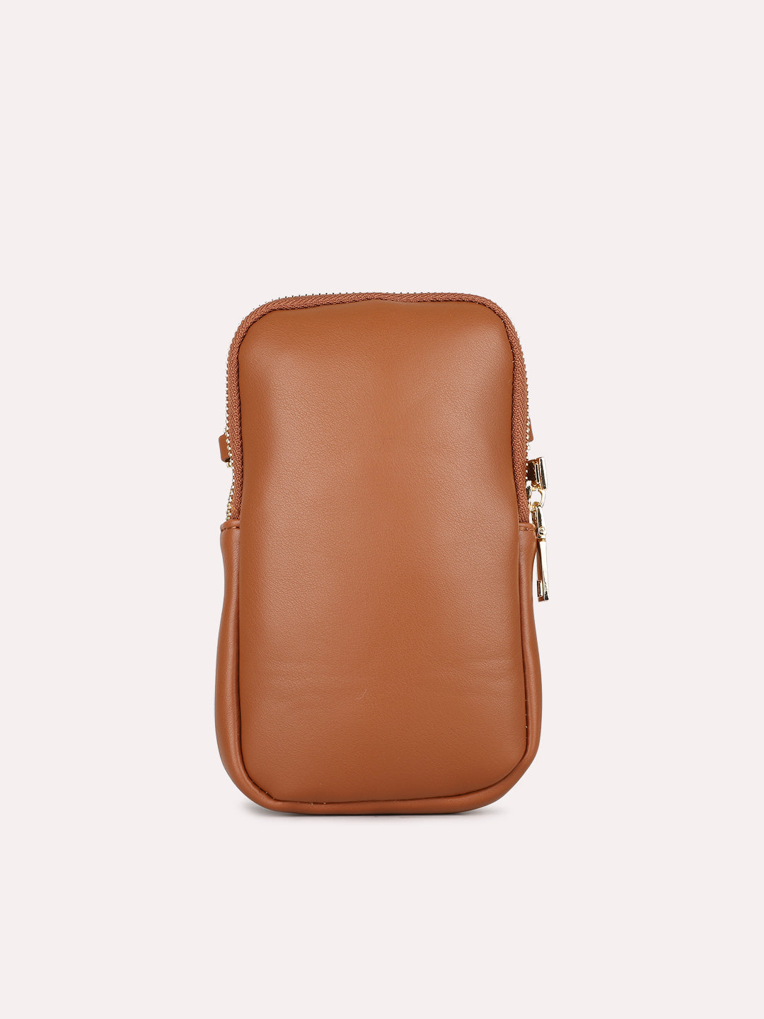 Womens Tan Casual Solid Phone Sling Bag With Zip Lock