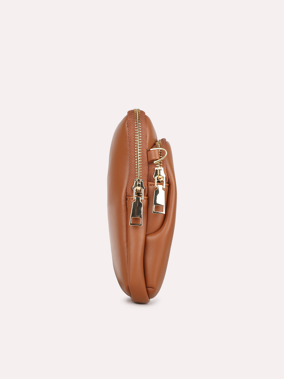 Womens Tan Casual Solid Phone Sling Bag With Zip Lock