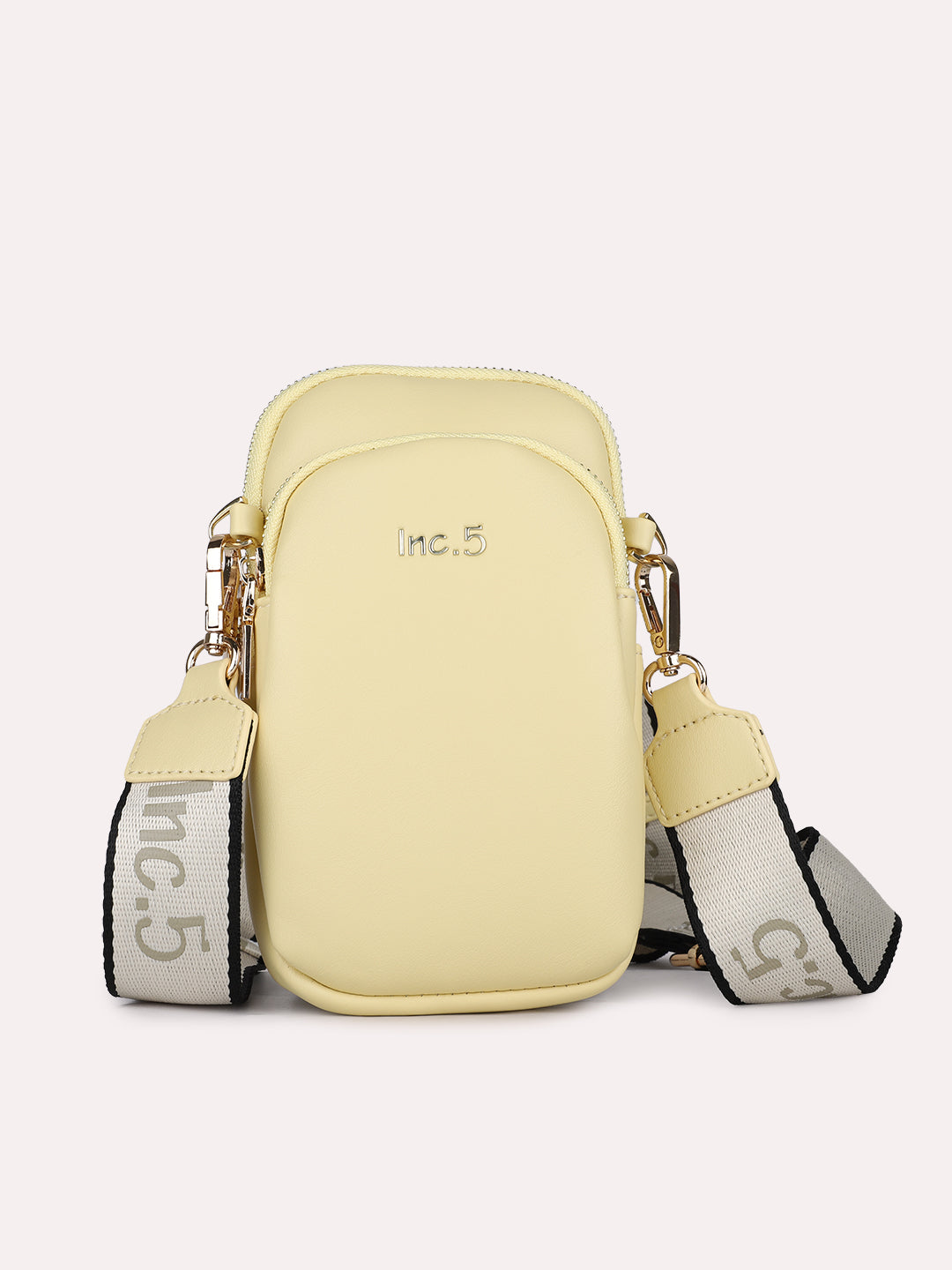 Womens Yellow Casual Solid Phone Sling Bag With Zip Lock