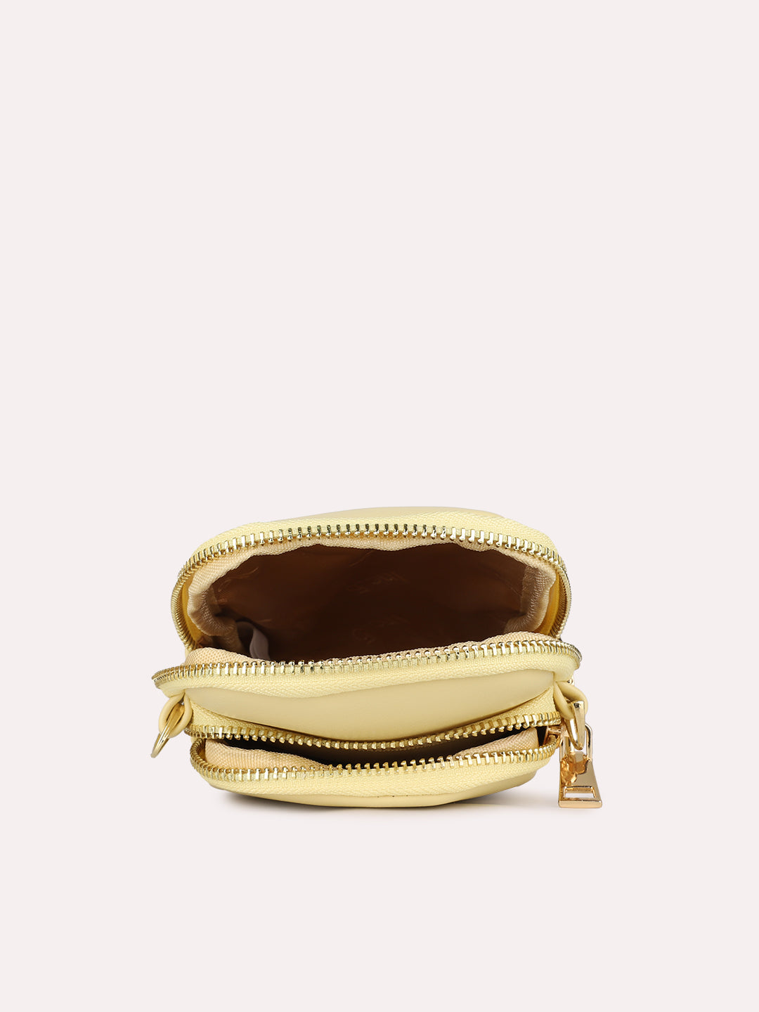 Womens Yellow Casual Solid Phone Sling Bag With Zip Lock