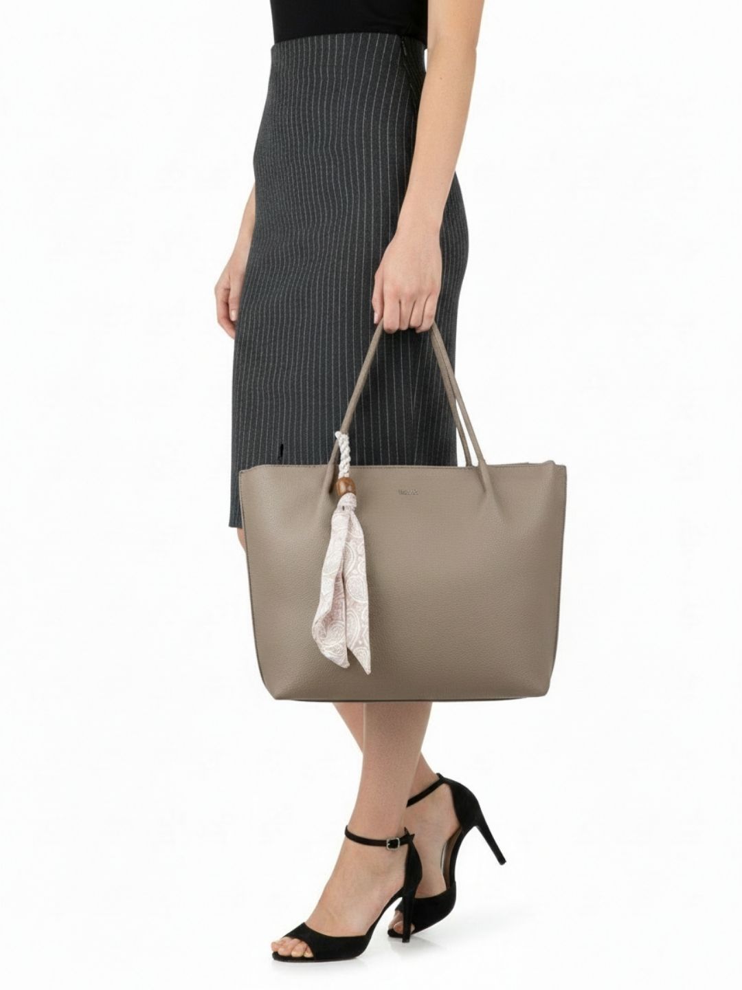 Women Khaki Textured Shoulder Bag With Zip Lock For Casual