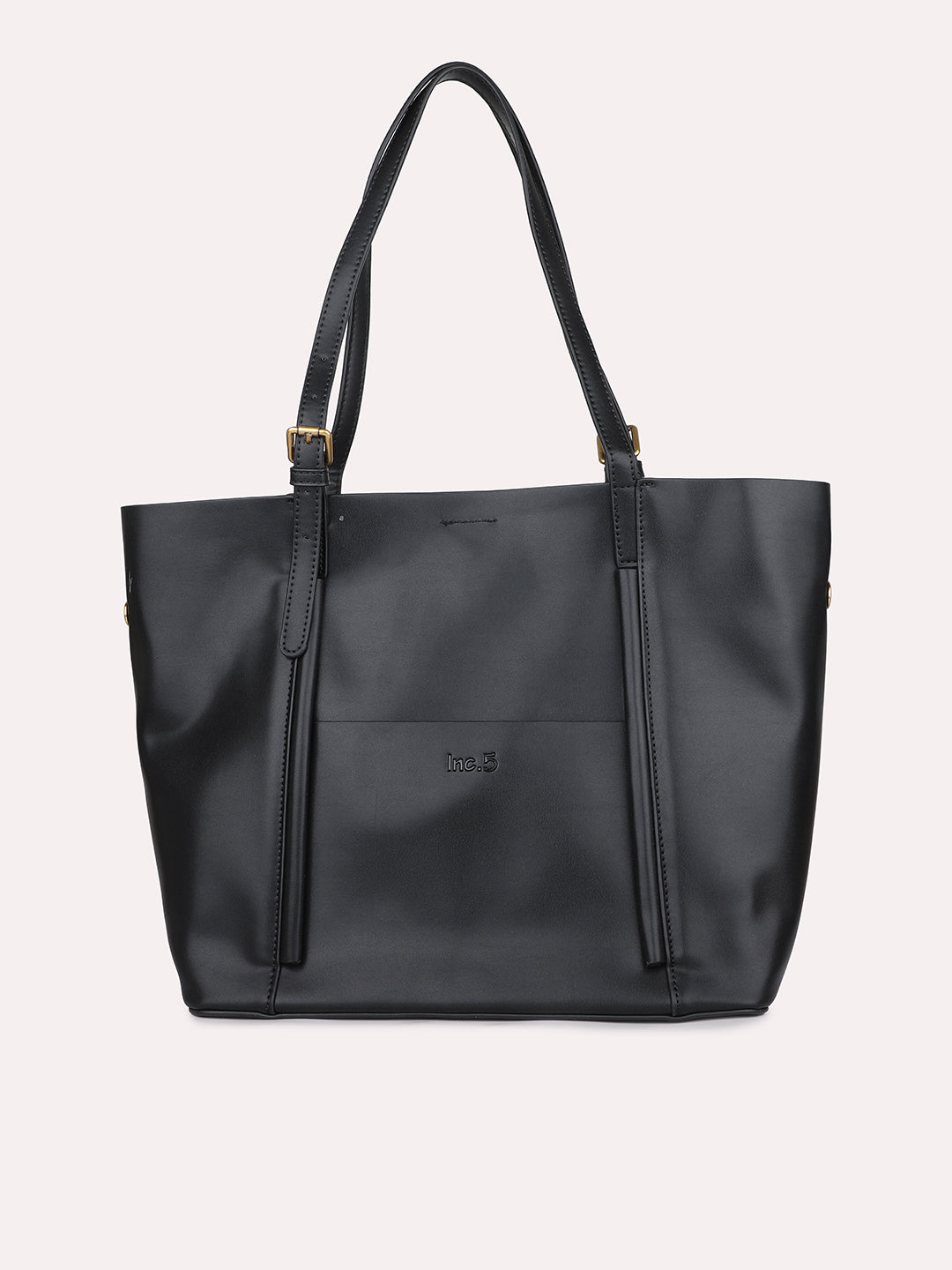 Women Black Solid Structured Tote Bag