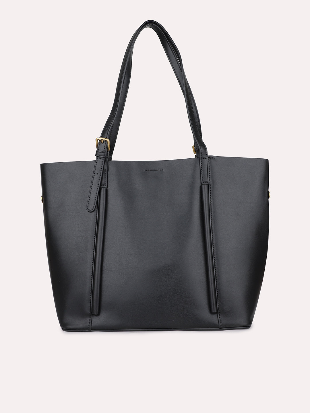 Women Black Solid Structured Tote Bag