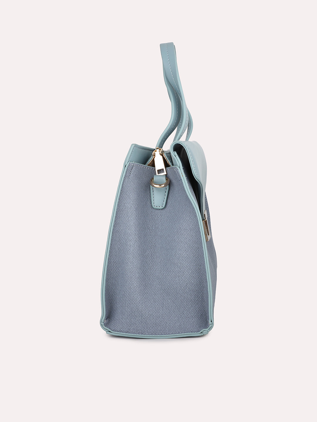 Women Blue Textured PU Structured Handheld Bag