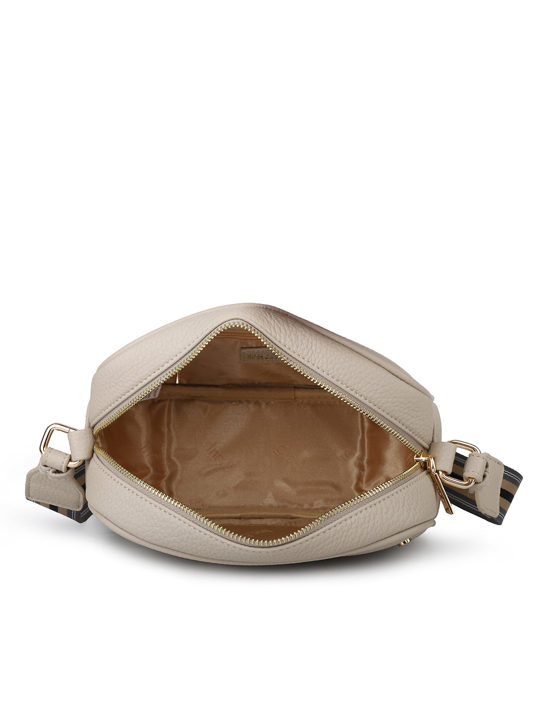 Women Off White Structured Sling Bag