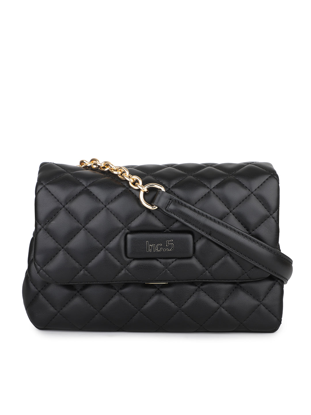 Women Black Quilted Sling Bag