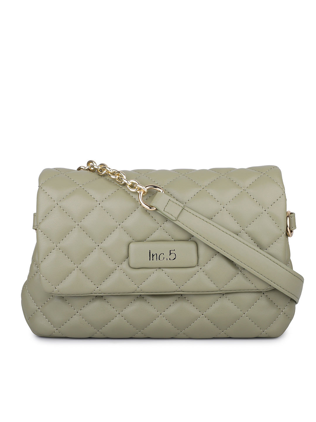 Women Green Quilted Sling Bag