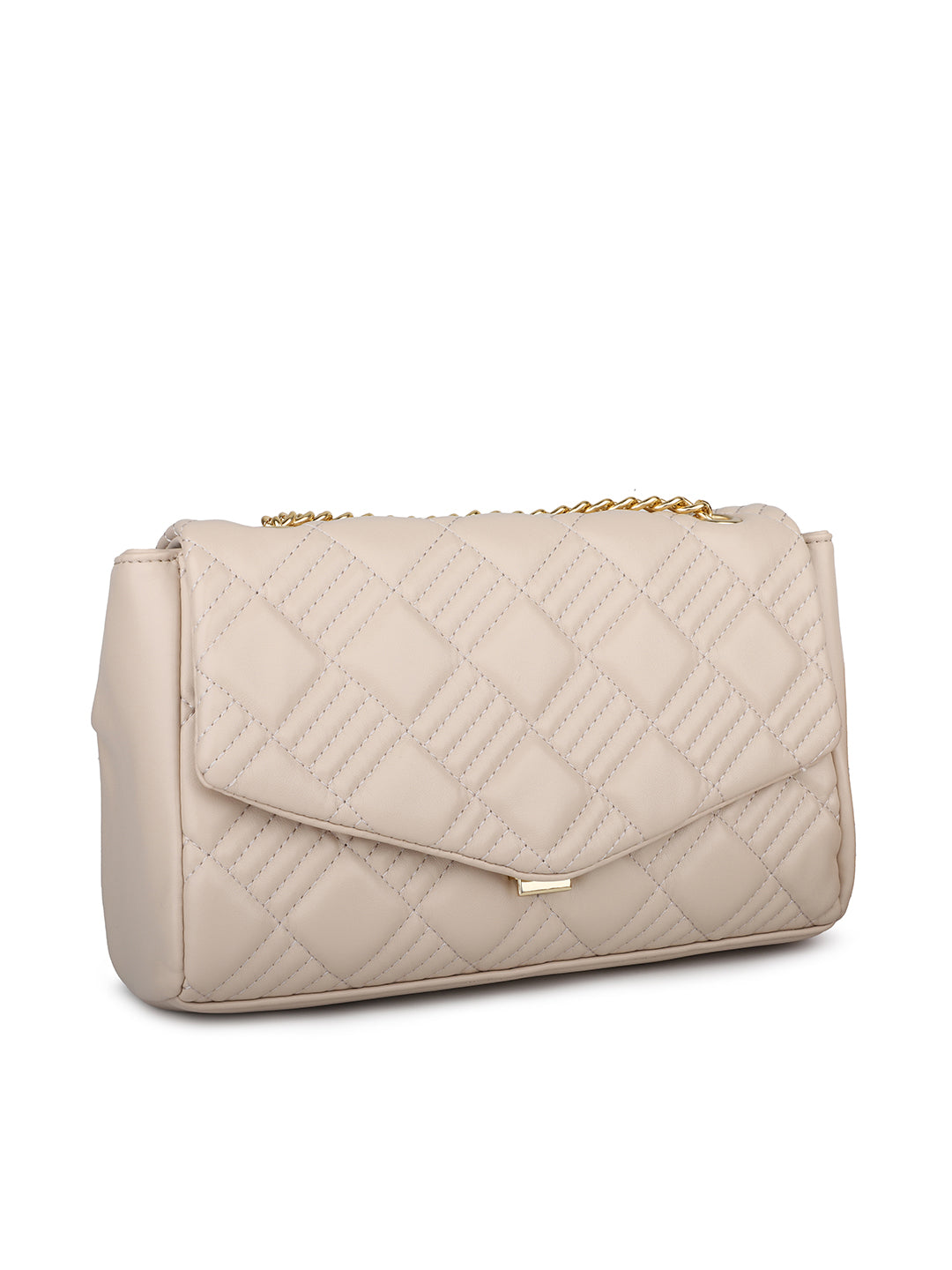 Women Beige Quilted Sling Bag