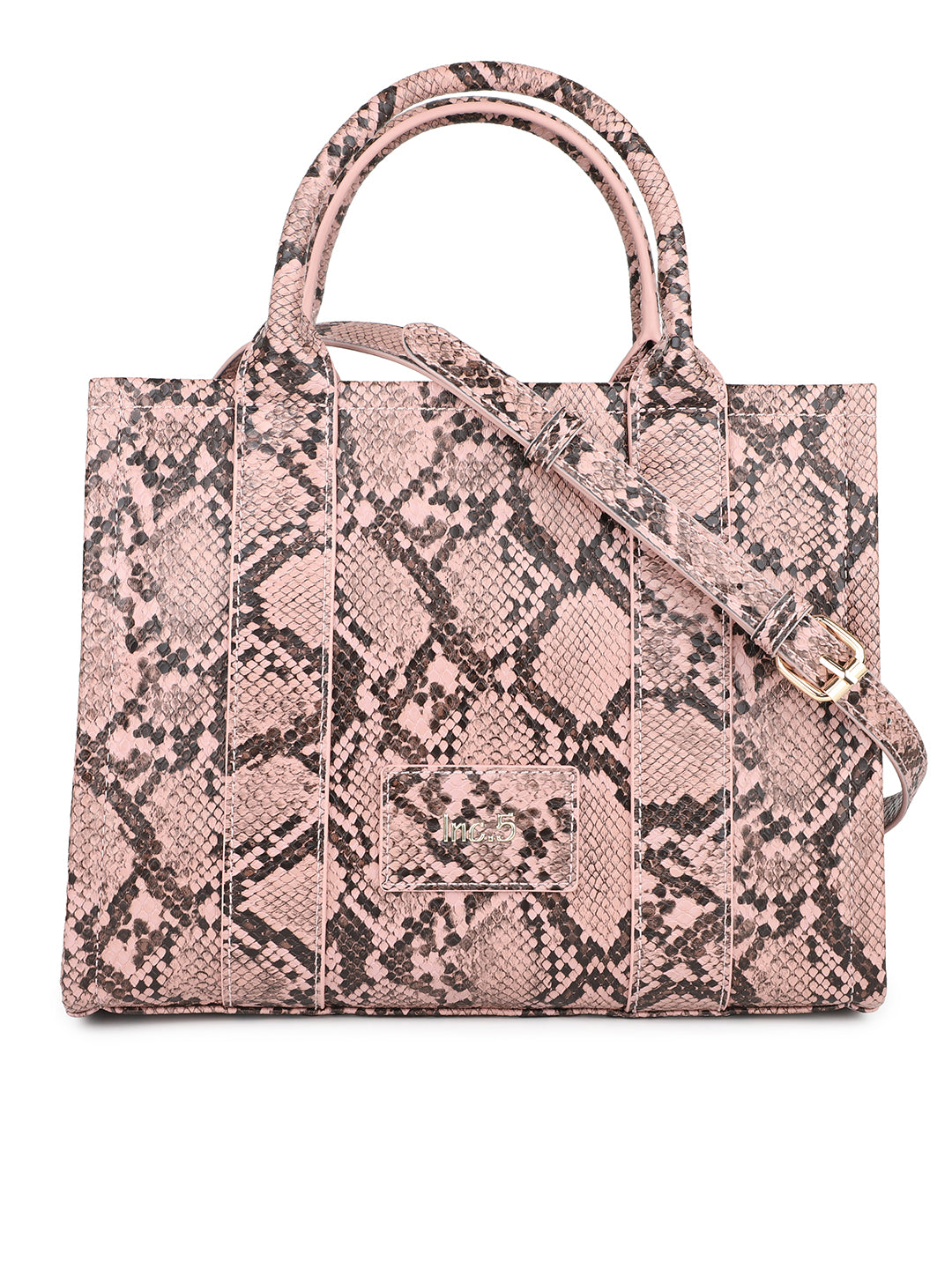 Women Pink Snake Skin Print Shoulder Bag