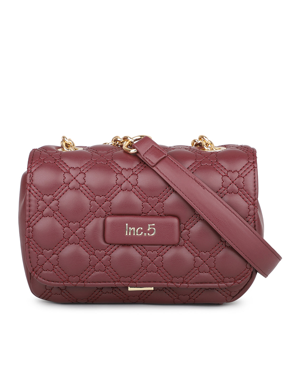 Women Wine Quilted Sling Bag