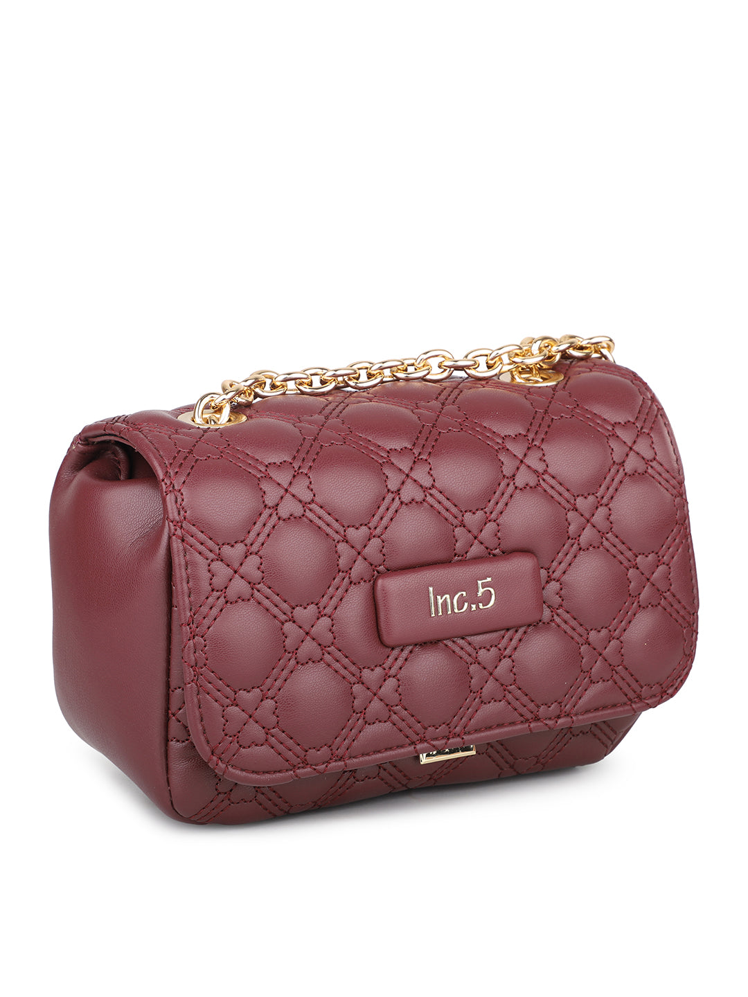 Women Wine Quilted Sling Bag