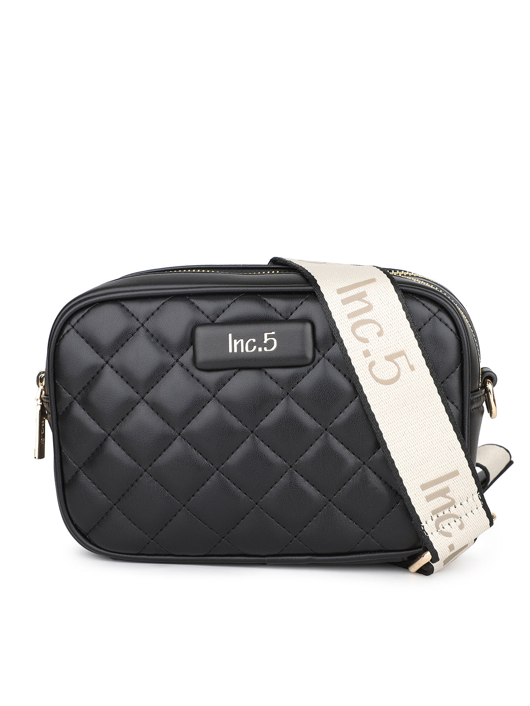 Black quilted sling bag on sale