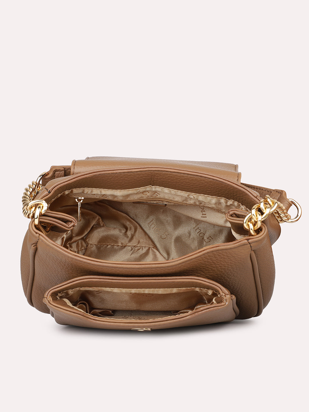 Women Brown Solid Structured Sling Bag