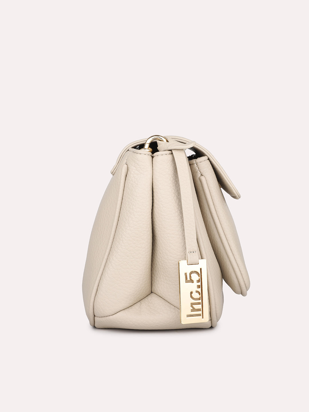 Women Off White Solid Structured Sling Bag