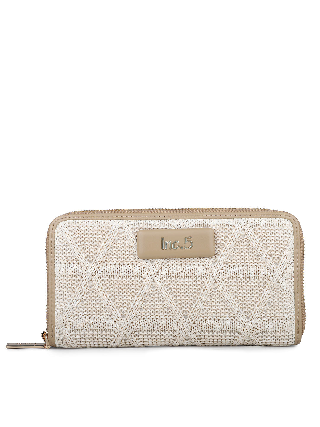 Women's Beige Textured Bifold Wallet