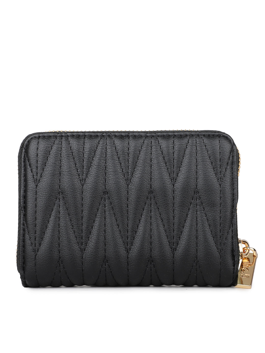 Women's Black Textured Bifold Wallet