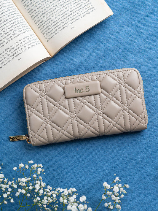 Women's Beige Textured Bifold Wallet