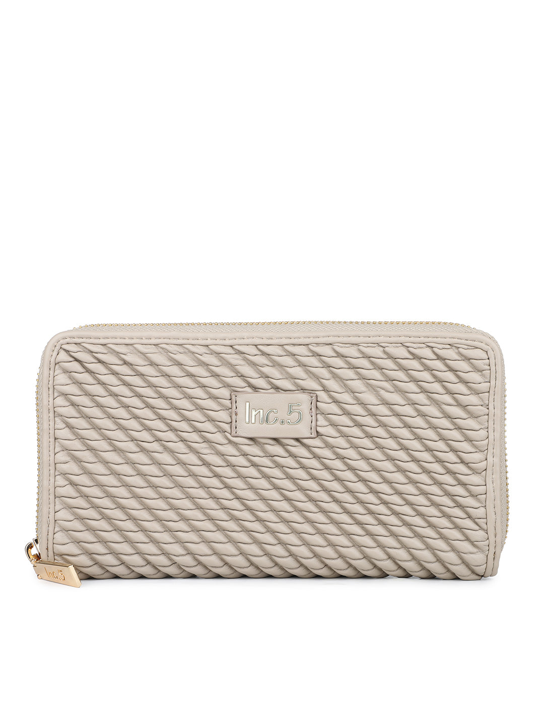 Women's Beige Textured Bifold Wallet