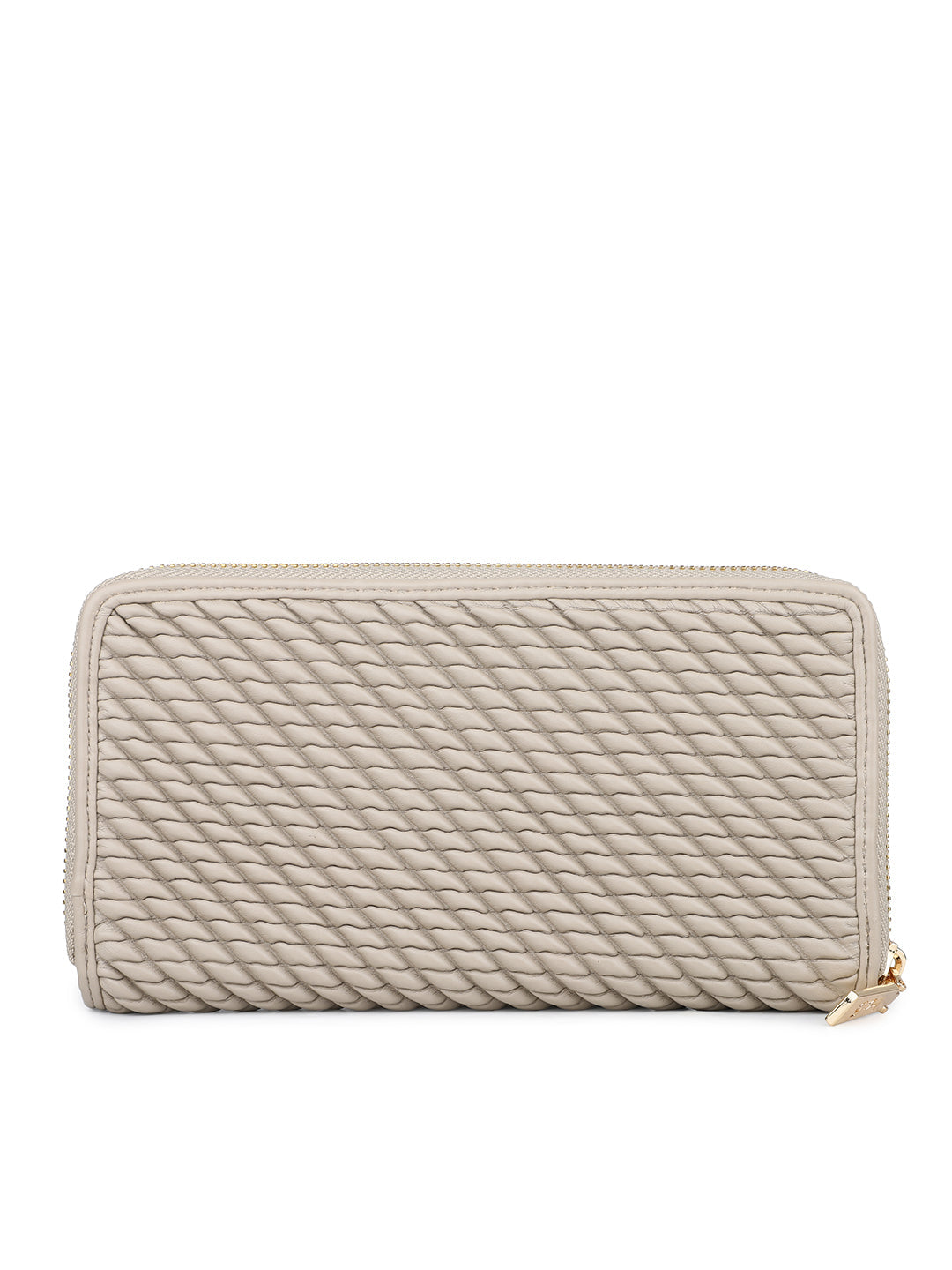 Women's Beige Textured Bifold Wallet