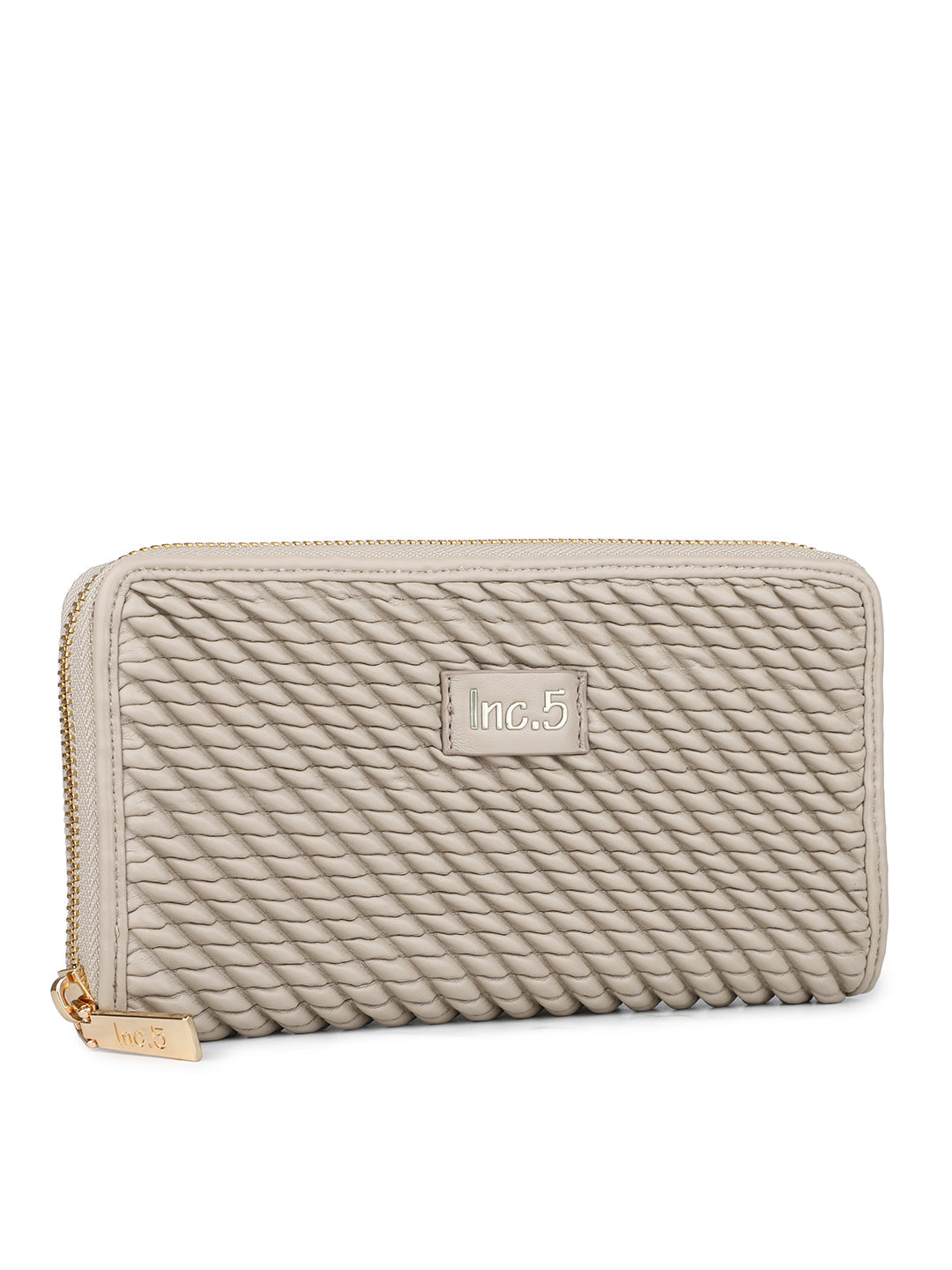 Women's Beige Textured Bifold Wallet