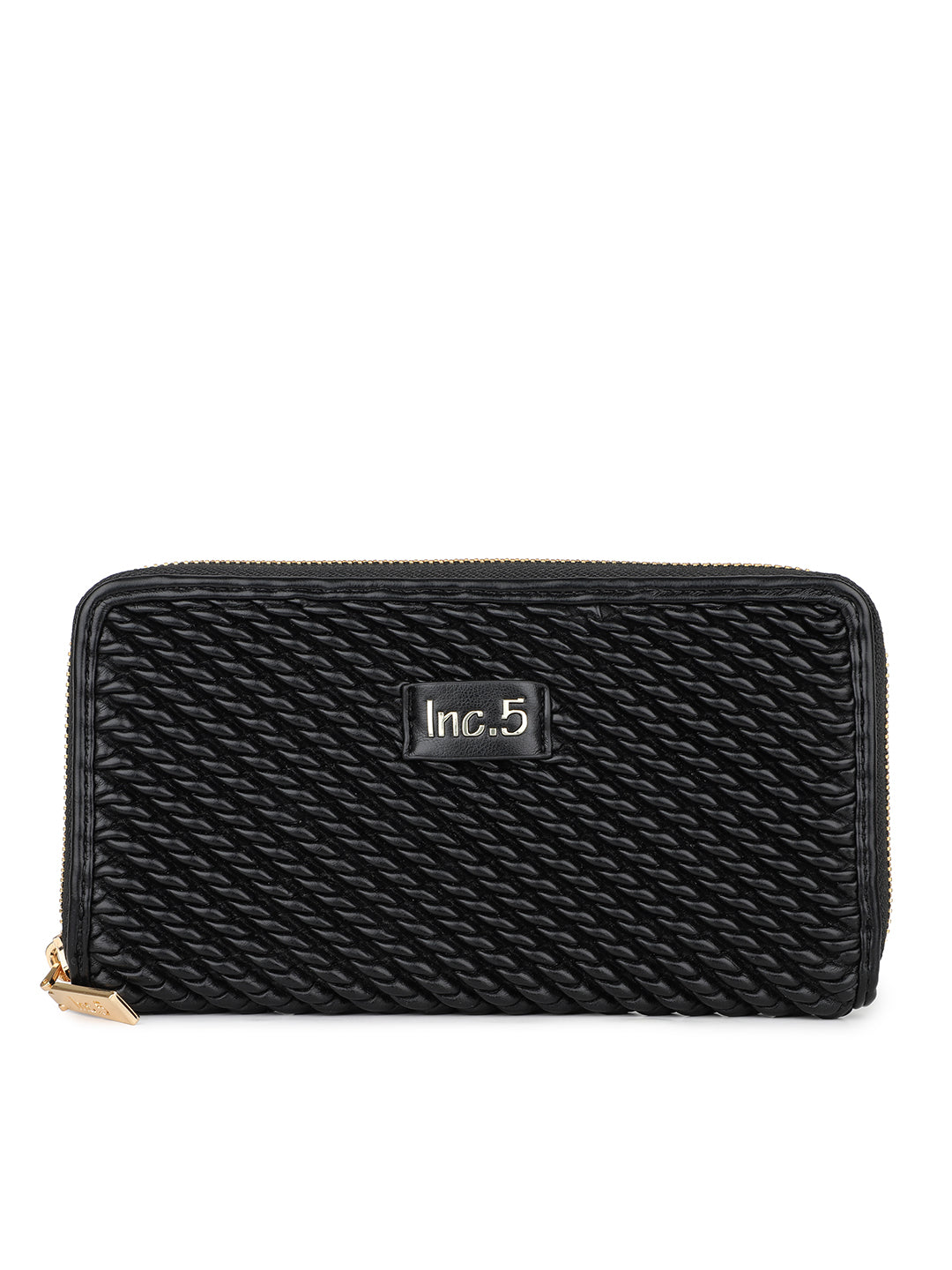 Women's Black Textured Bifold Wallet