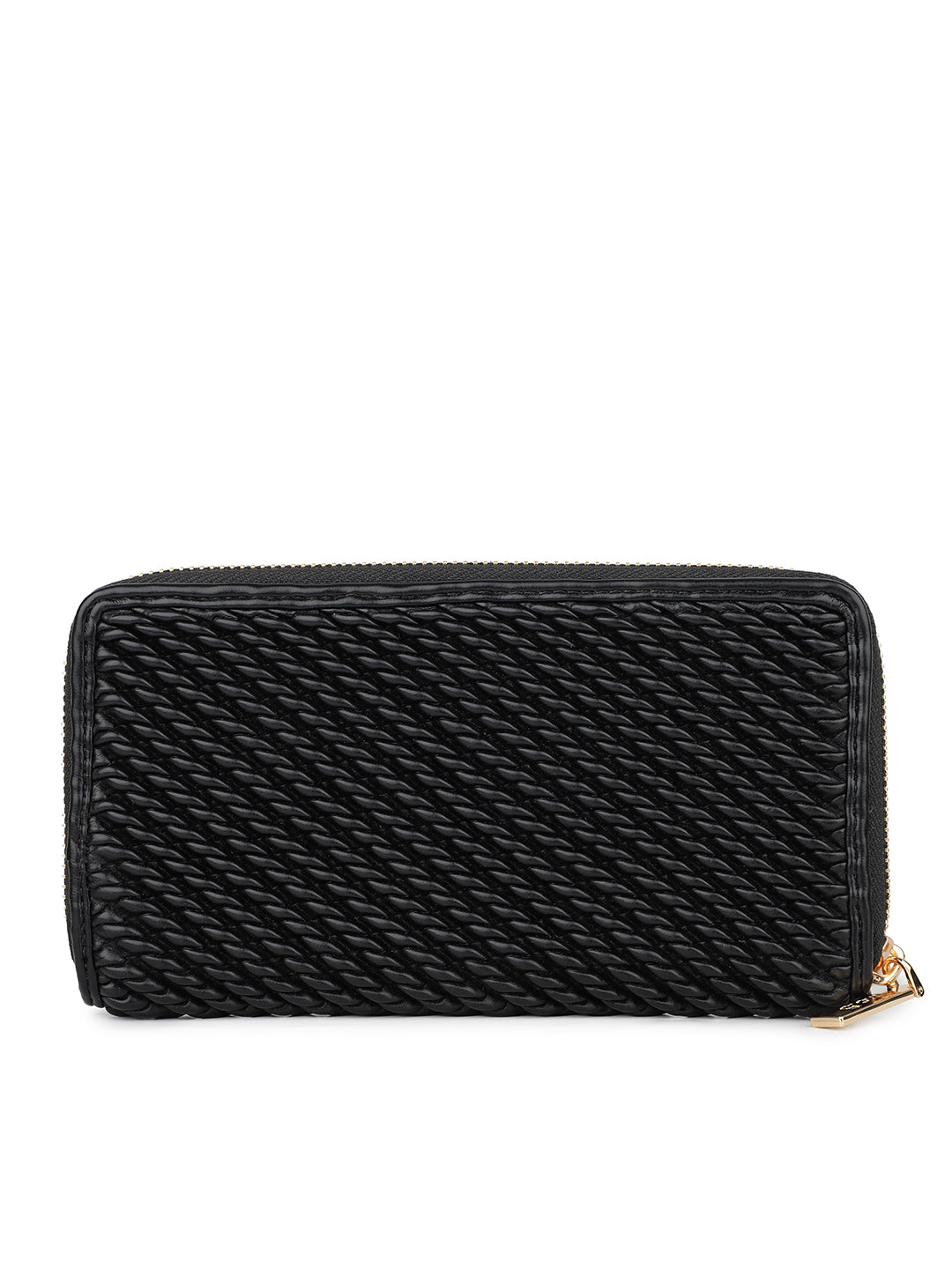 Women's Black Textured Bifold Wallet