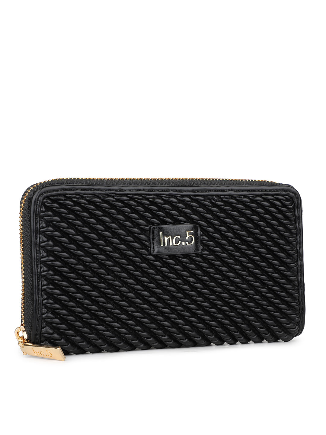 Women's Black Textured Bifold Wallet