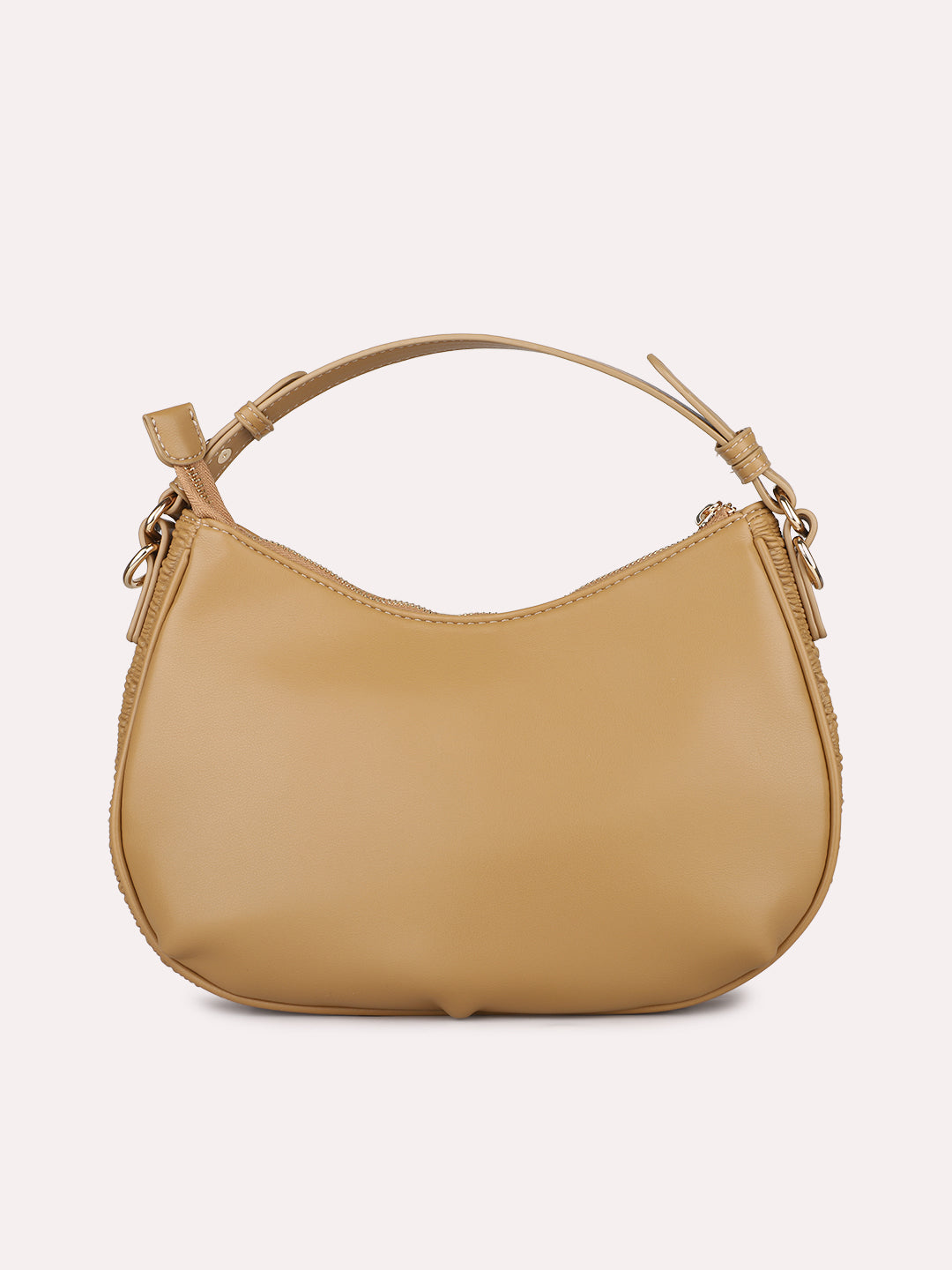 Womens Beige Party Textured Pattern Handbag With Zipper