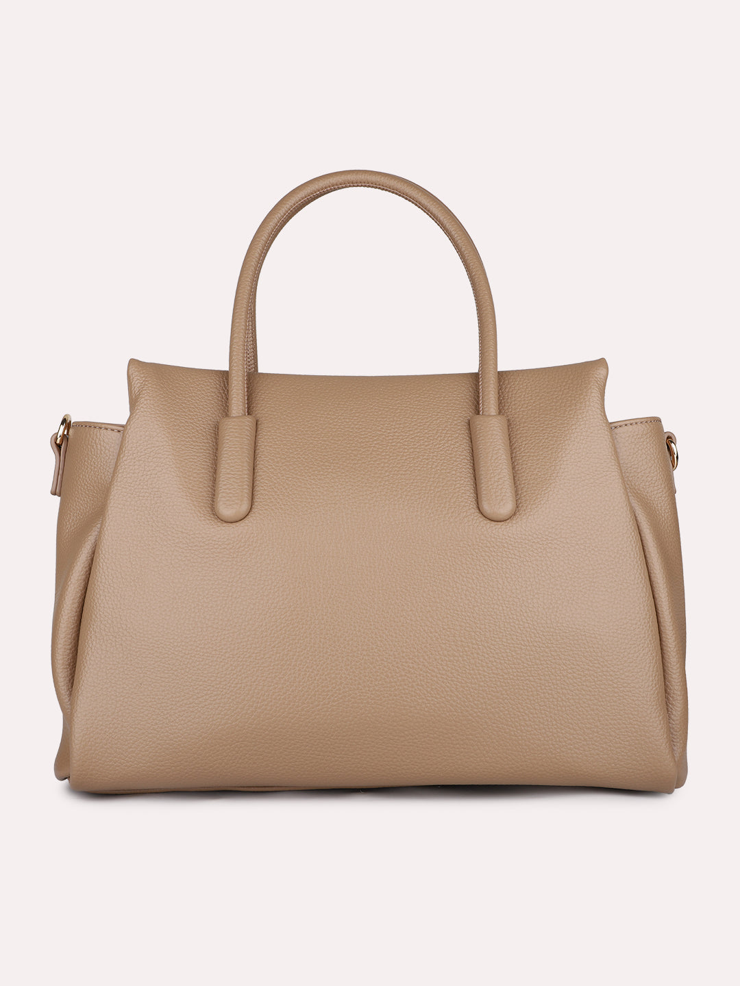 Womens Beige Casual Textured Handbag With Zipper