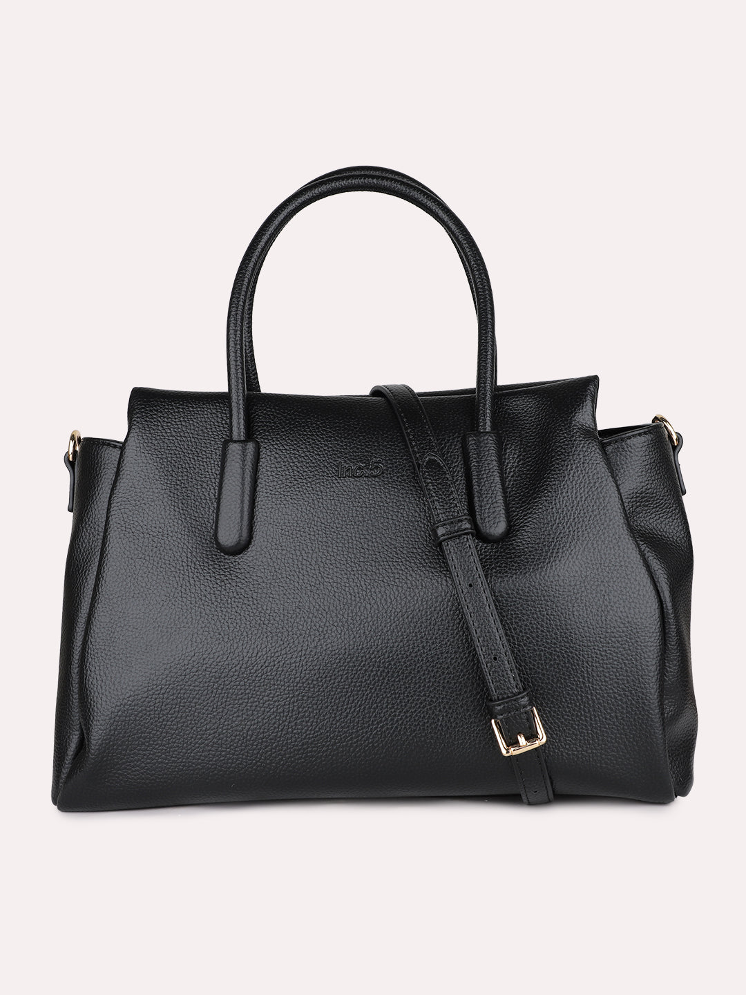 Womens Black Casual Textured Pattern Handbag With Zipper