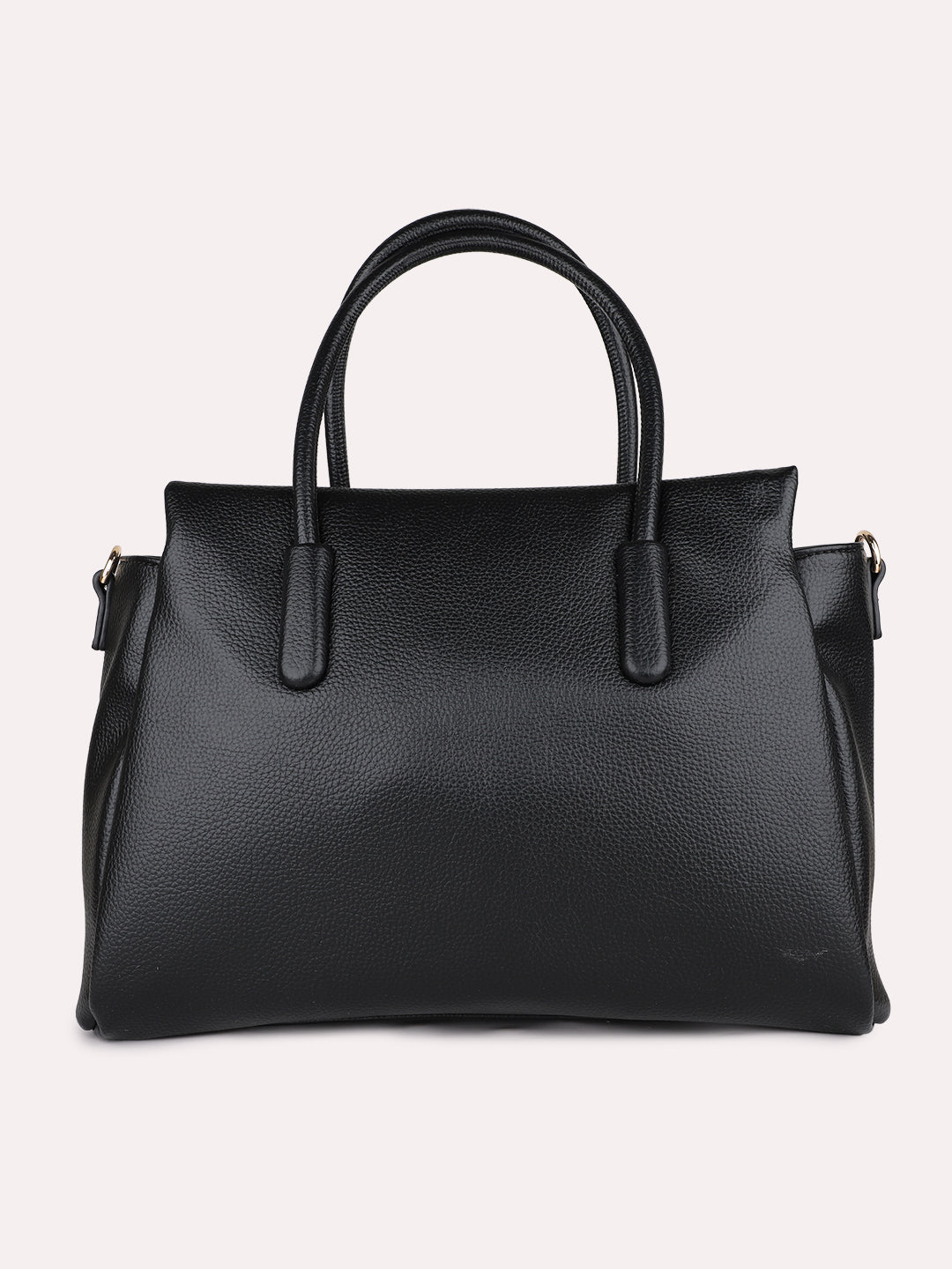 Womens Black Casual Textured Pattern Handbag With Zipper