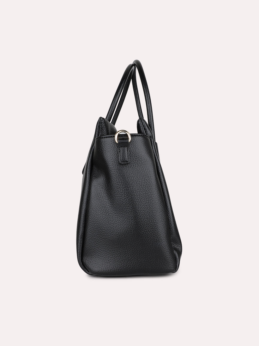 Womens Black Casual Textured Pattern Handbag With Zipper