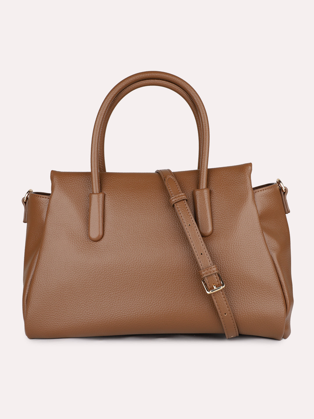 Womens Brown Casual Textured Pattern Handbag With Zipper