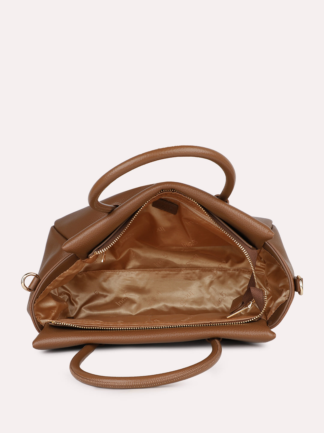 Womens Brown Casual Textured Pattern Handbag With Zipper