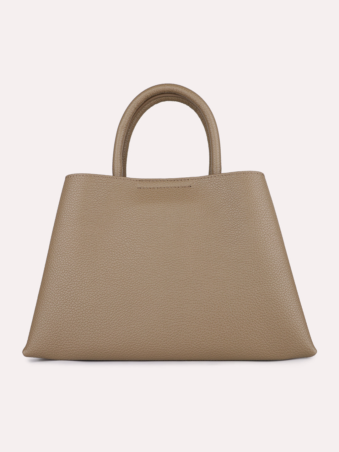 Womens Brown Casual Textured Handbag With Twist Lock