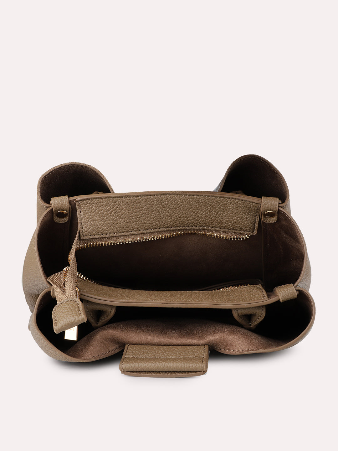 Womens Brown Casual Textured Handbag With Twist Lock