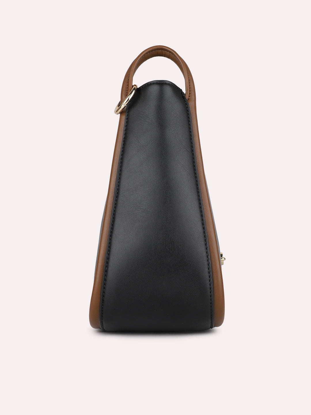 Womens Black Casual Solid Shoulder Bag With Zipper