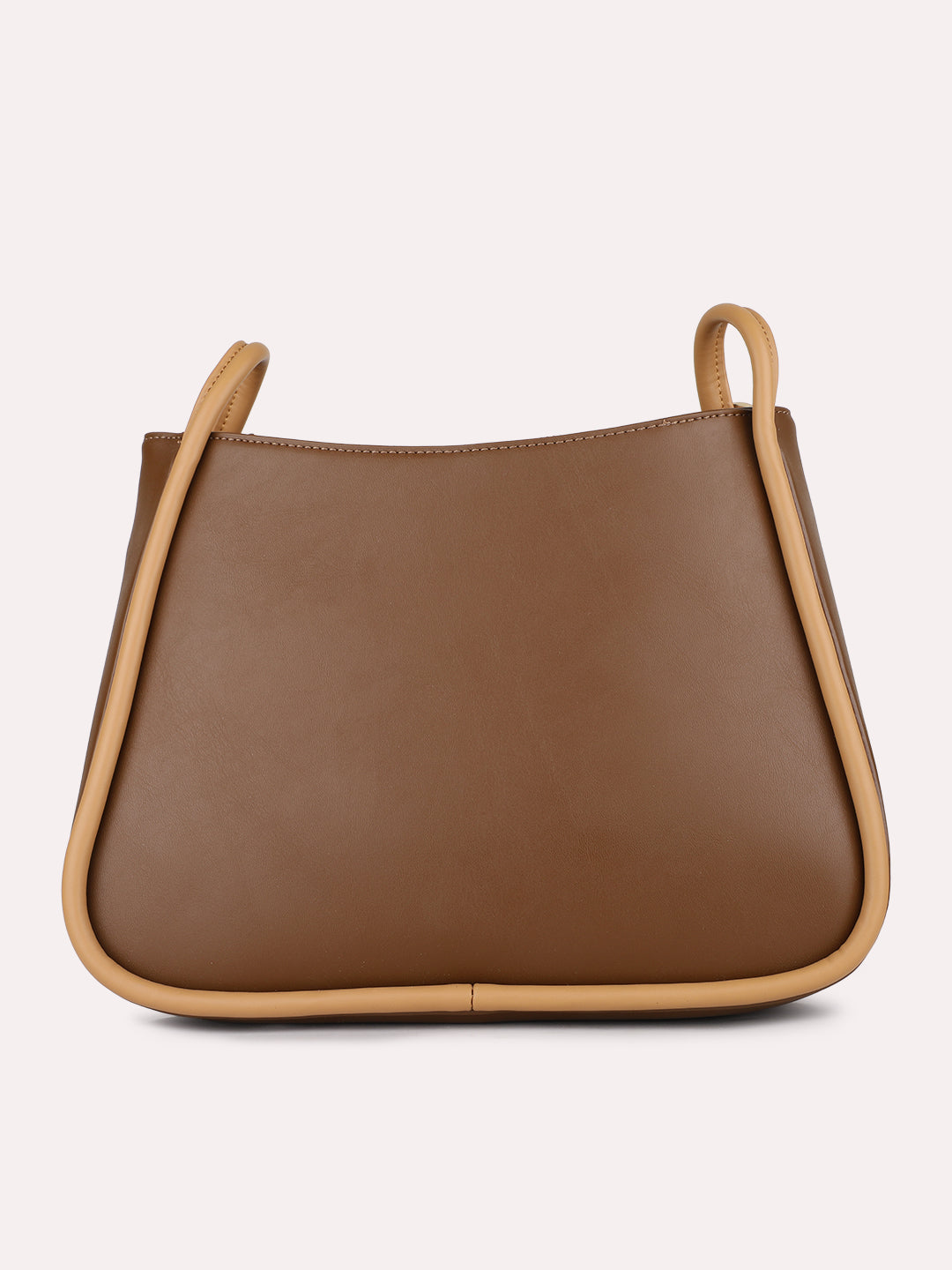 Womens Brown Casual Solid Shoulder Bag With Zipper