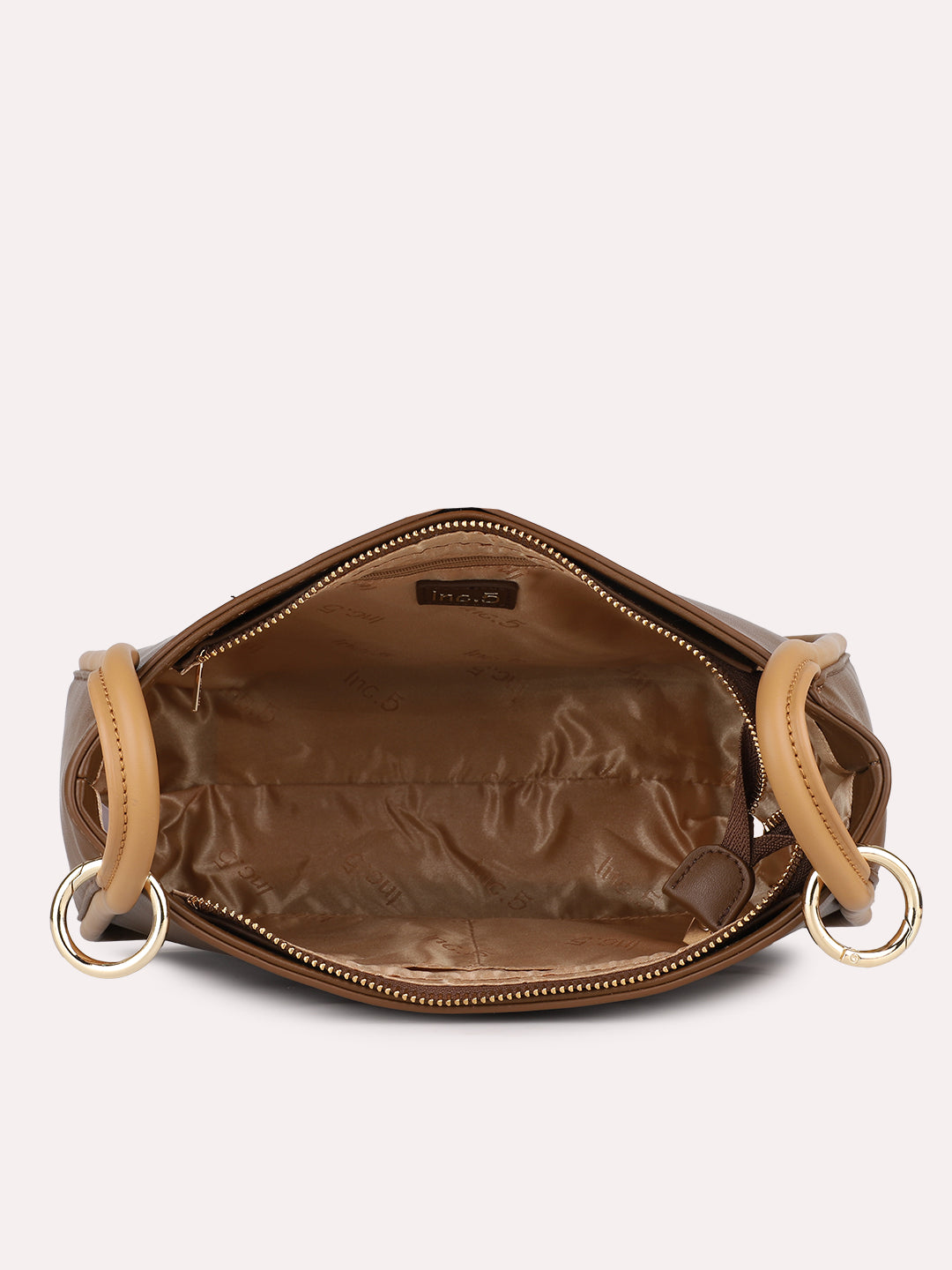 Womens Brown Casual Solid Shoulder Bag With Zipper