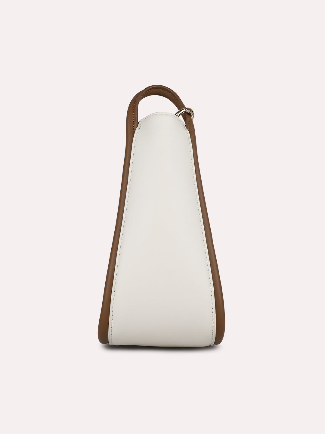 Womens Cream Casual Solid Shoulder Bag With Zip Lock