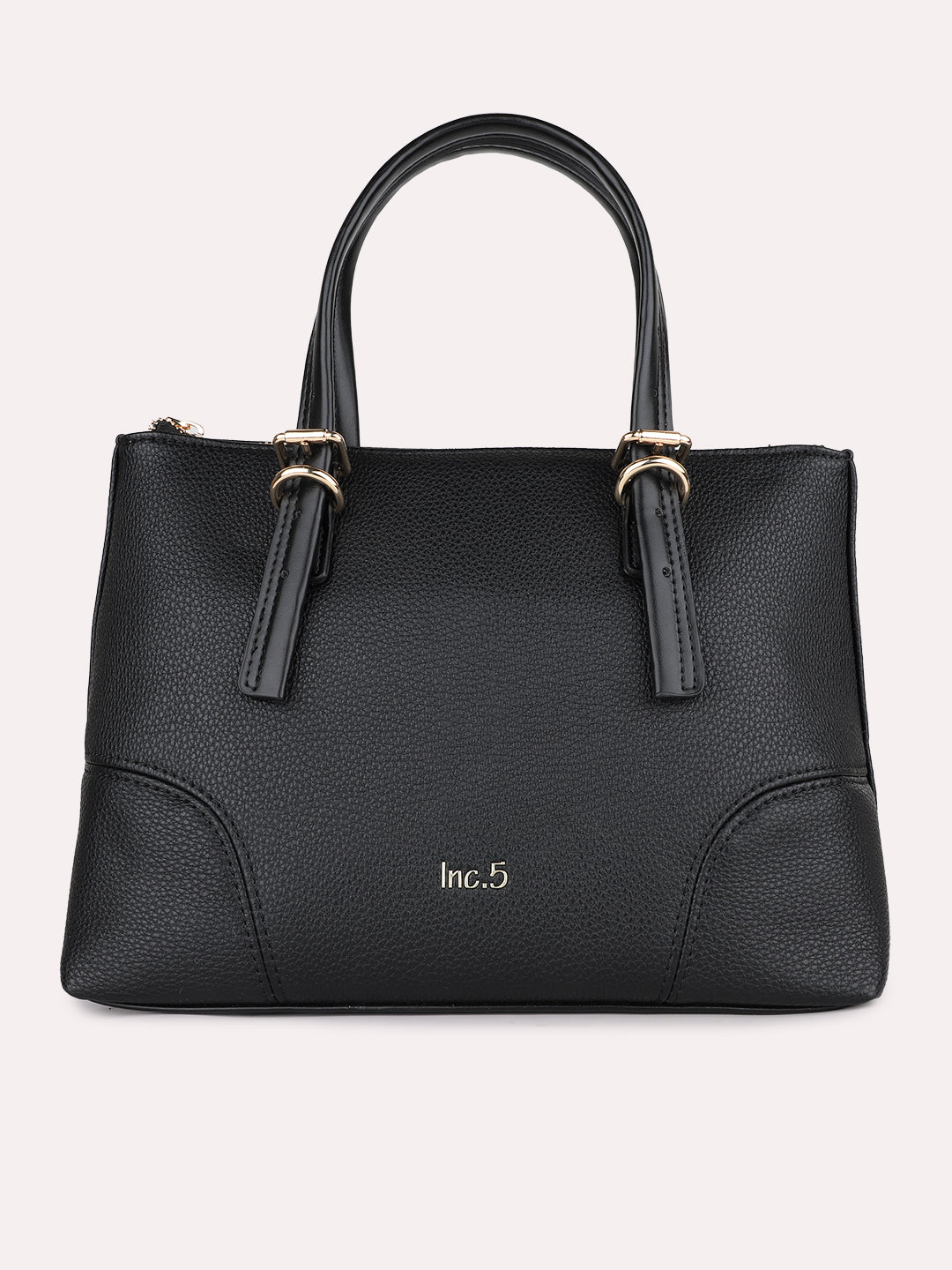 Womens Black Casual Textured Pattern Handbag With Zip Lock