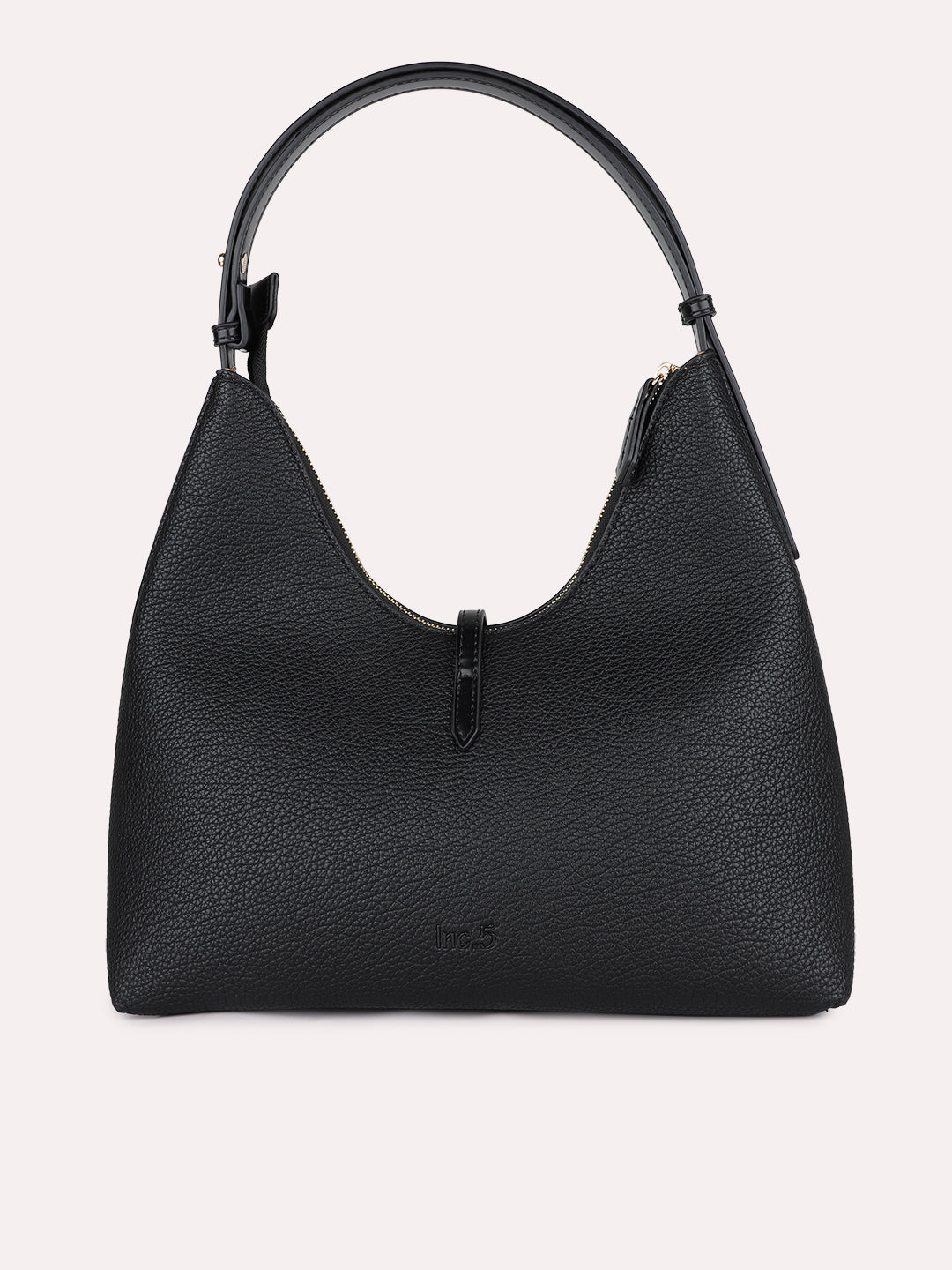 Womens Black Casual Textured Pattern Shoulder Bag With Zip Lock