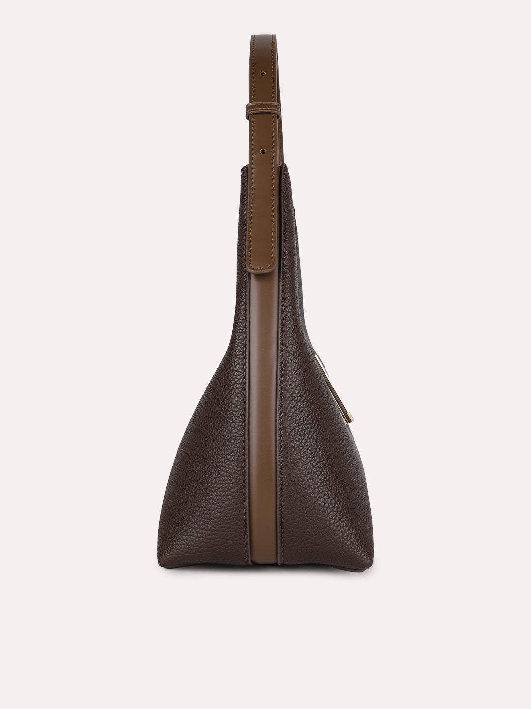 Womens Brown Casual Textured Pattern Shoulder Bag With Zip Lock