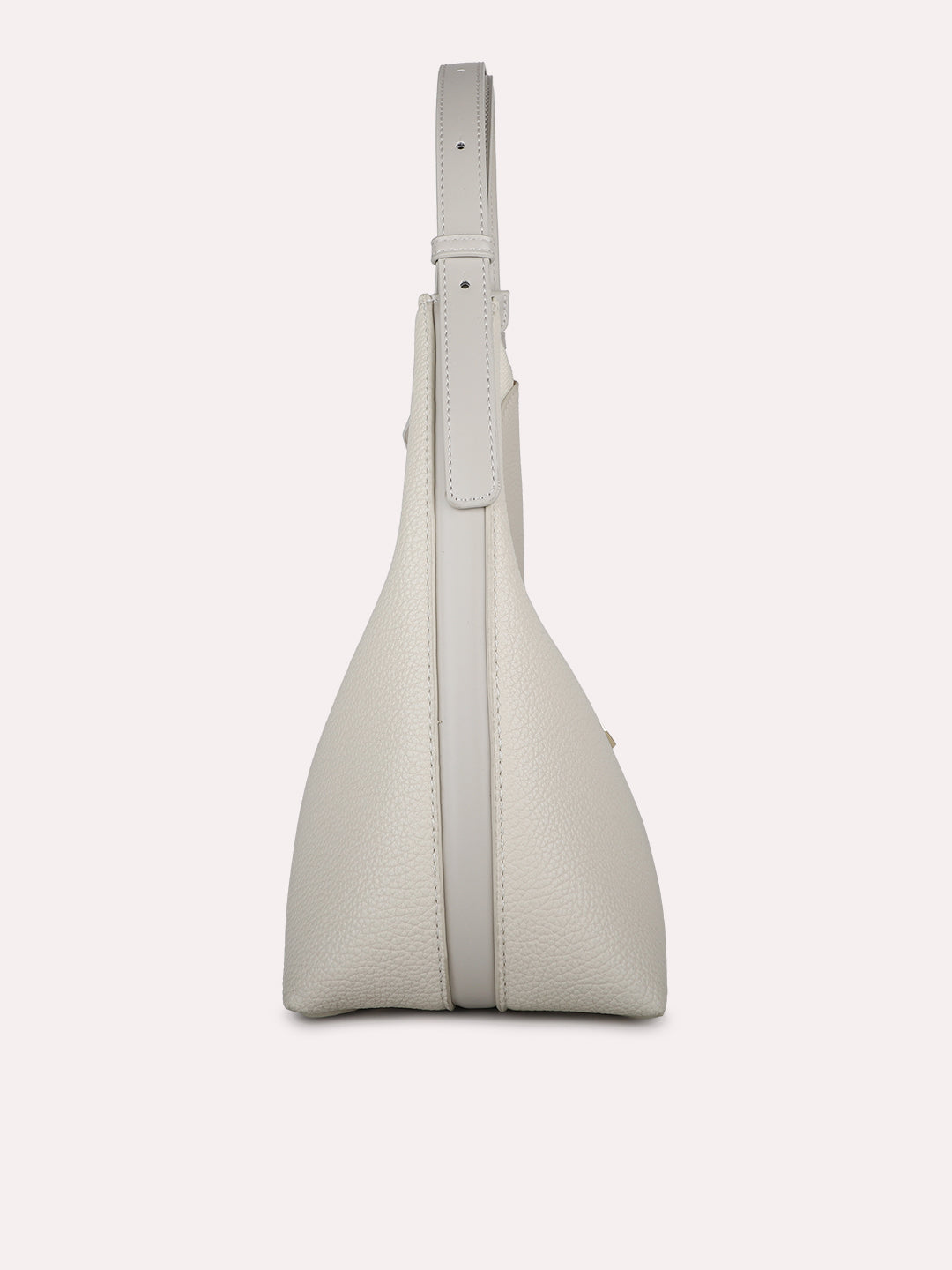 Womens Cream Casual Textured Shoulder Bag With Zip Lock