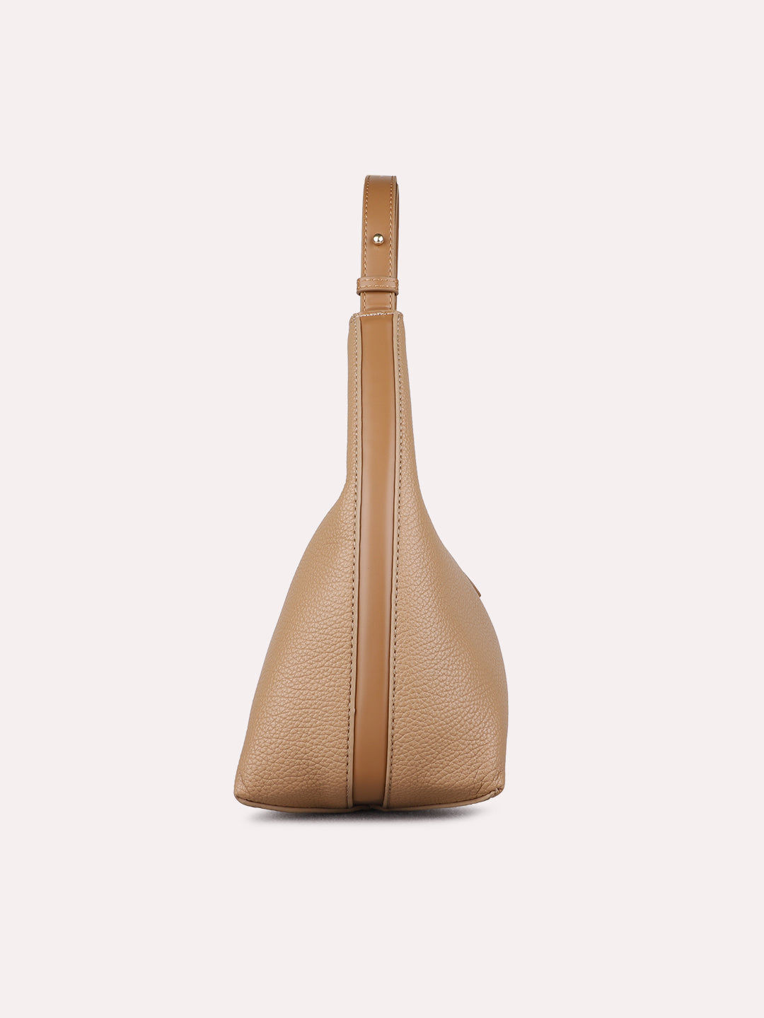 Womens Beige Shoulder Bag With Zip Lock Casual