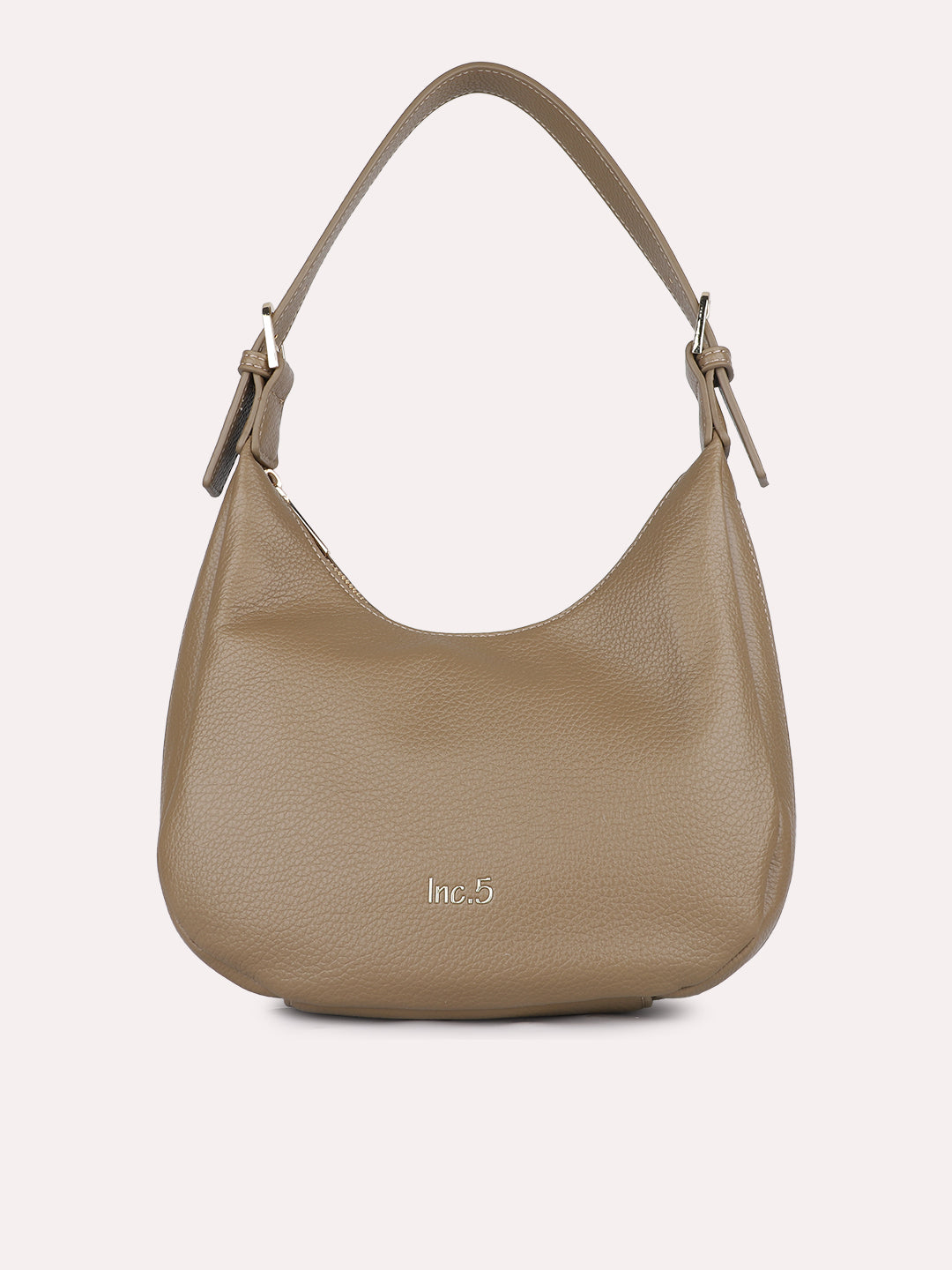 Womens Brown Party Textured Shoulder Bag With Zip Lock